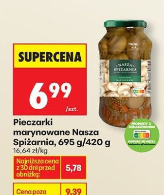 Pieczarki marynowane Nasza Spiżarnia, 695 g/420 g promocja w Biedronka