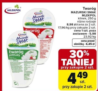 Twaróg Mazurski Smak Mlekpol kilmek promocja w Carrefour Market
