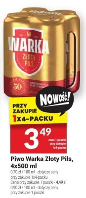 Piwo Warka Złoty Pils 4x500ml promocja w Twój Market