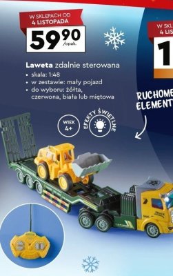 Laweta zdalnie sterowana żółta, czerwona, biała lub miętowa promocja w Biedronka