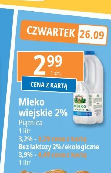 Mleko ekologiczne 3.9% Piątnica promocja