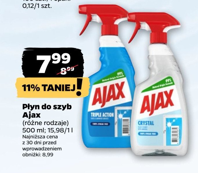 P艂yn do szyb crystal clean Ajax glass Ajax . promocja