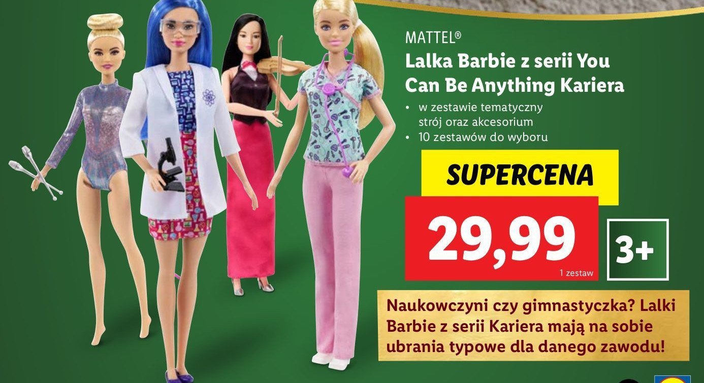 Lalka barbie kariera Mattel promocja w Lidl