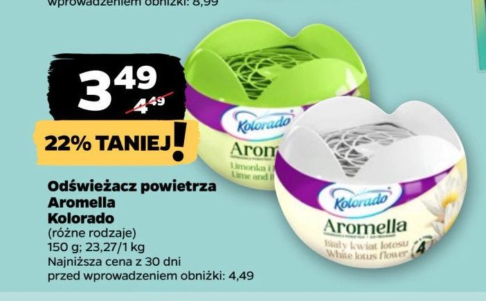 Odświeżacz powietrza białe kwiat lotosu Kolorado aromella promocja w Netto