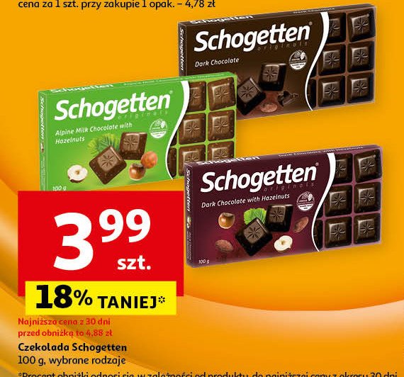 Czekolada dark cocoa & hazelnuts Schogetten promocja