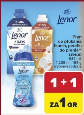 Płyn do płukania tkanin Lenor 7 Days Fresh Bed 987 ml promocja w Carrefour Market