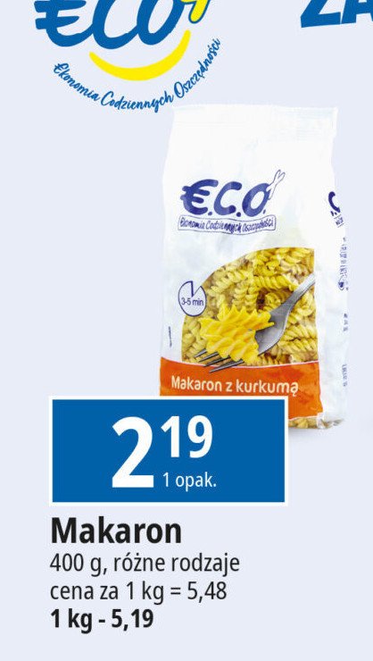 Makaron z kurkumą świderek Eco+ promocja w Leclerc