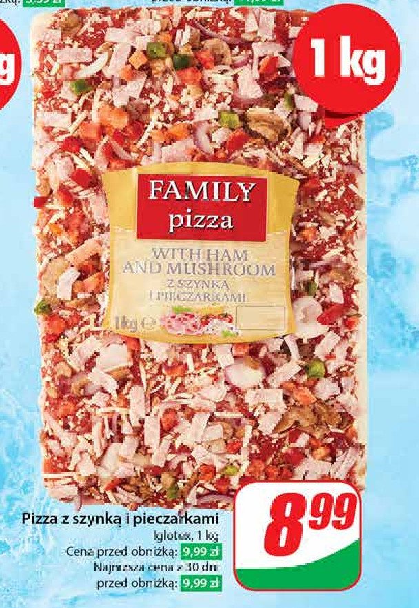 Pizza familijna z szynką i pieczarkami Iglotex promocja