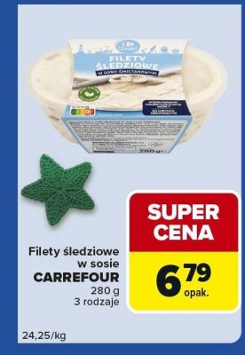 Filety śledziowe w sosie Filety śledziowe w sosie CARREFOUR 3 rodzaje promocja w Carrefour Express