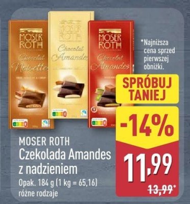 Czekolada Amandes z nadzieniem  promocja w Aldi