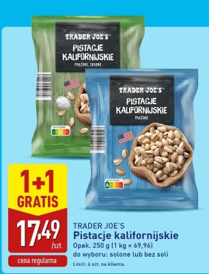 Pistacje kalifornijskie prażone solone  promocja w Aldi