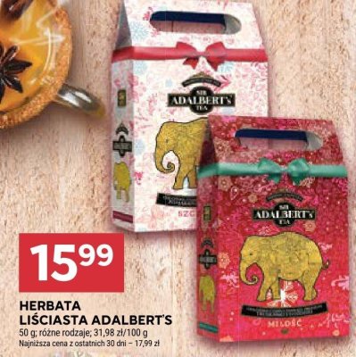 Herbata liściasta Adalberts różne rodzaje promocja w Stokrotka