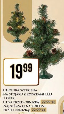 Choinka sztuczna na stojaku z szyszkami LED promocja w Dino