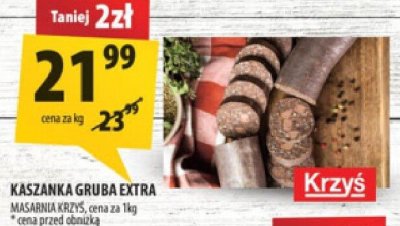 Kaszanka gruba extra masarnia Krzyś promocja w Arhelan