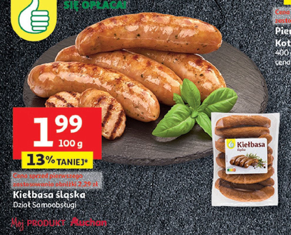 Kiełbasa ślaska Podniesiony kciuk promocja