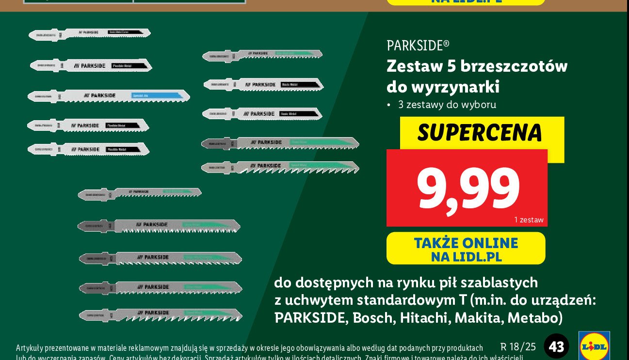 Zestaw brzeszczot贸w do metalu Parkside promocja