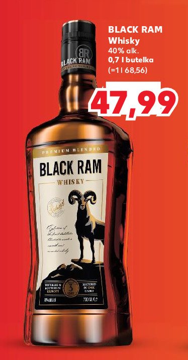 Whisky BLACK RAM PREMIUM BLENDED promocja w Kaufland