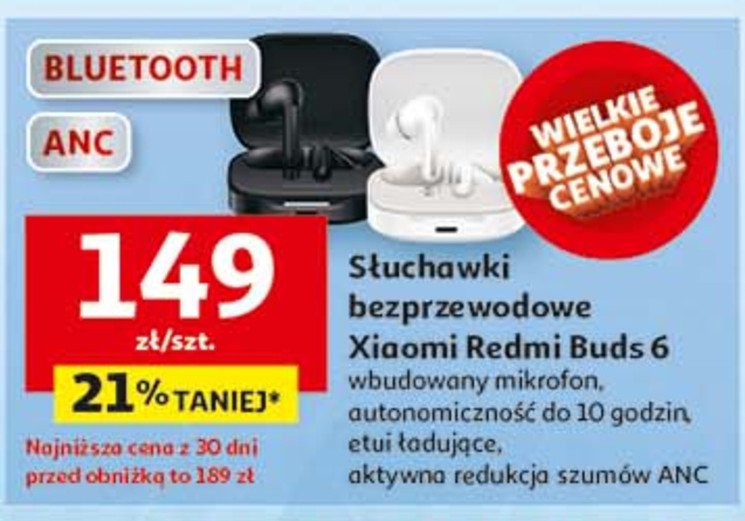 Słuchawki buds 6 białe Xiaomi promocja w Auchan