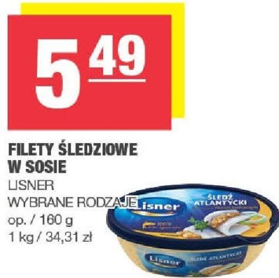 Filety śledziowe w sosie Lisner wybrane rodzaje promocja w SPAR