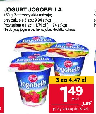 Jogurt brzoskwinia Zott jogobella promocja w Stokrotka