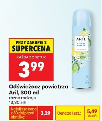 Odświeżacz powietrza Aril, 300 ml różne rodzaje promocja w Biedronka