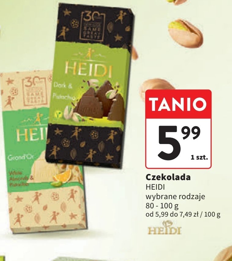 Czekolada pistacjowa dark pistachio Heidi promocja w Intermarche