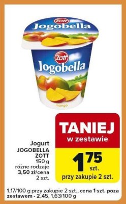 Jogurt JOGOBELLA ZOTT różne rodzaje promocja w Carrefour Express