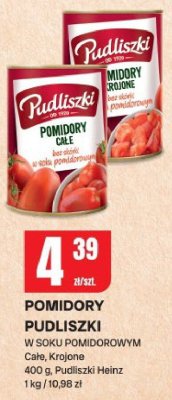 Pomidory Pudliszki W Soku Pomidorowym Całe, Krojone 400 g, Pudliszki Heinz promocja w Chorten