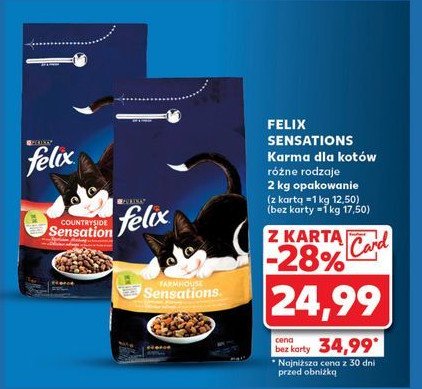 Karma dla kota z wołowina Purina felix sensations promocja