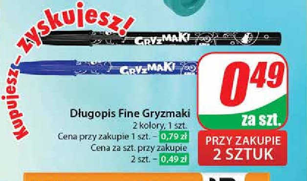 Długopis fine czarny Gryzmaki promocja