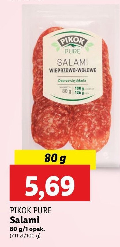 Salami wieprzowo-wołowe Pikok pure promocja