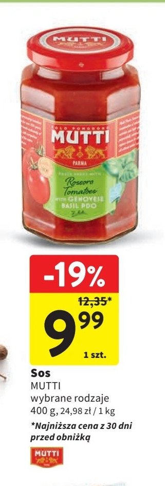 Sos pomidorowy basilico Mutti promocja w Intermarche