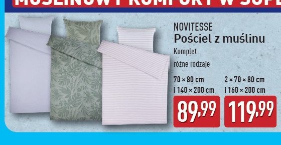Komplet pościeli 140 x 200 + 70 x 80 cm Novitesse promocja w Aldi