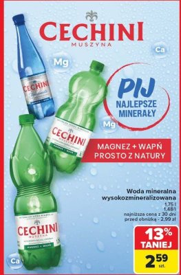 Woda mineralna wysokozmineralizowana CECHINI 1,5l promocja w Carrefour