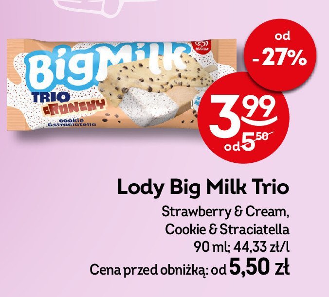 Lód trio cookie Algida big milk promocja