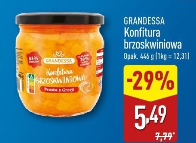 Konfitura brzoskwiniowa GRANDESSA promocja w Aldi
