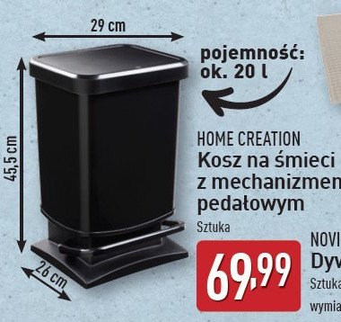 Kosz na śmieci 29 x 26 x 45.5 cm 20 l Home creation promocja w Aldi