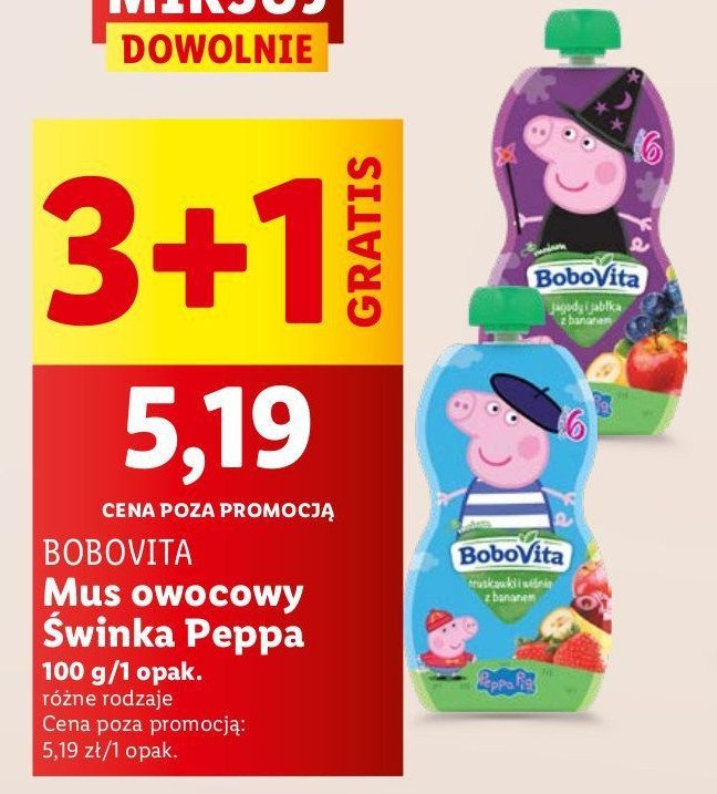 Mus jagody i jabłka z bananami peppa pig Bobovita promocja