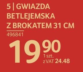Gwiazda betlejemska z brokatem 31 cm promocja w Selgros