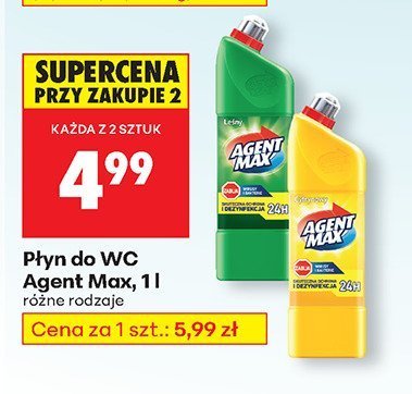 Płyn do WC Agent Max, 1 l promocja w Biedronka