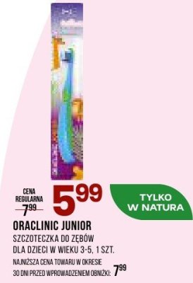 Szczoteczka do zębów Oraclinic Junior dla dzieci w wieku 3-5, 1 szt. promocja w Drogerie Natura