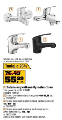Bateria umywalkowa Ogliastra czarna promocja w OBI