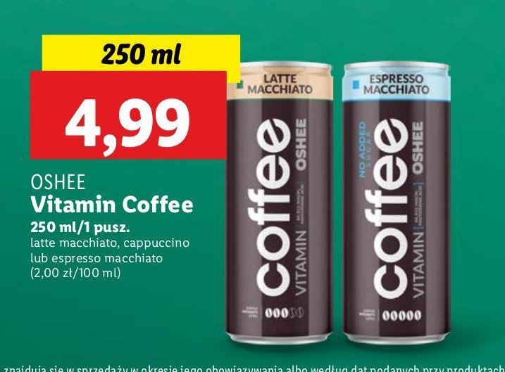 Napój kawowy espresso macchiato Oshee coffee promocja