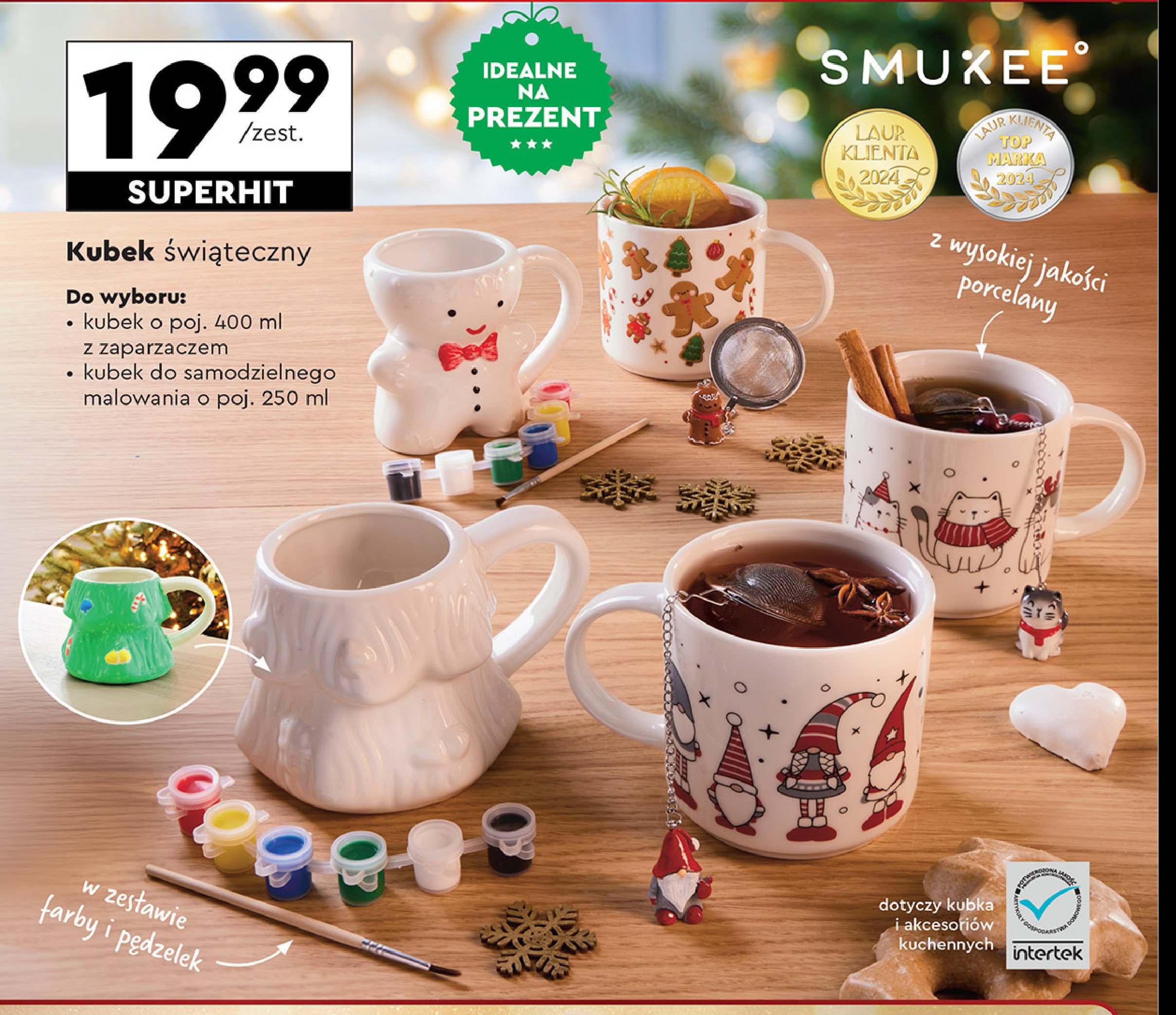 Kubek świąteczny z zaparzaczem 400 ml Smukee promocja