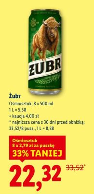 Piwo Żubr ośmioszutk promocja w Lidl