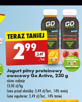 Jogurt proteinowy truskawka Go active promocja w Biedronka