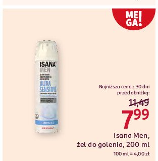 Żel do golenia Isana men ultra sensitive promocja w Rossmann