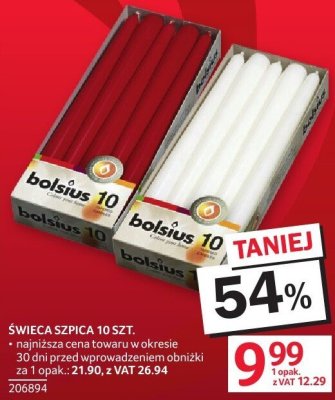 Świeca szpica 10 szt. Bolsius promocja w Selgros