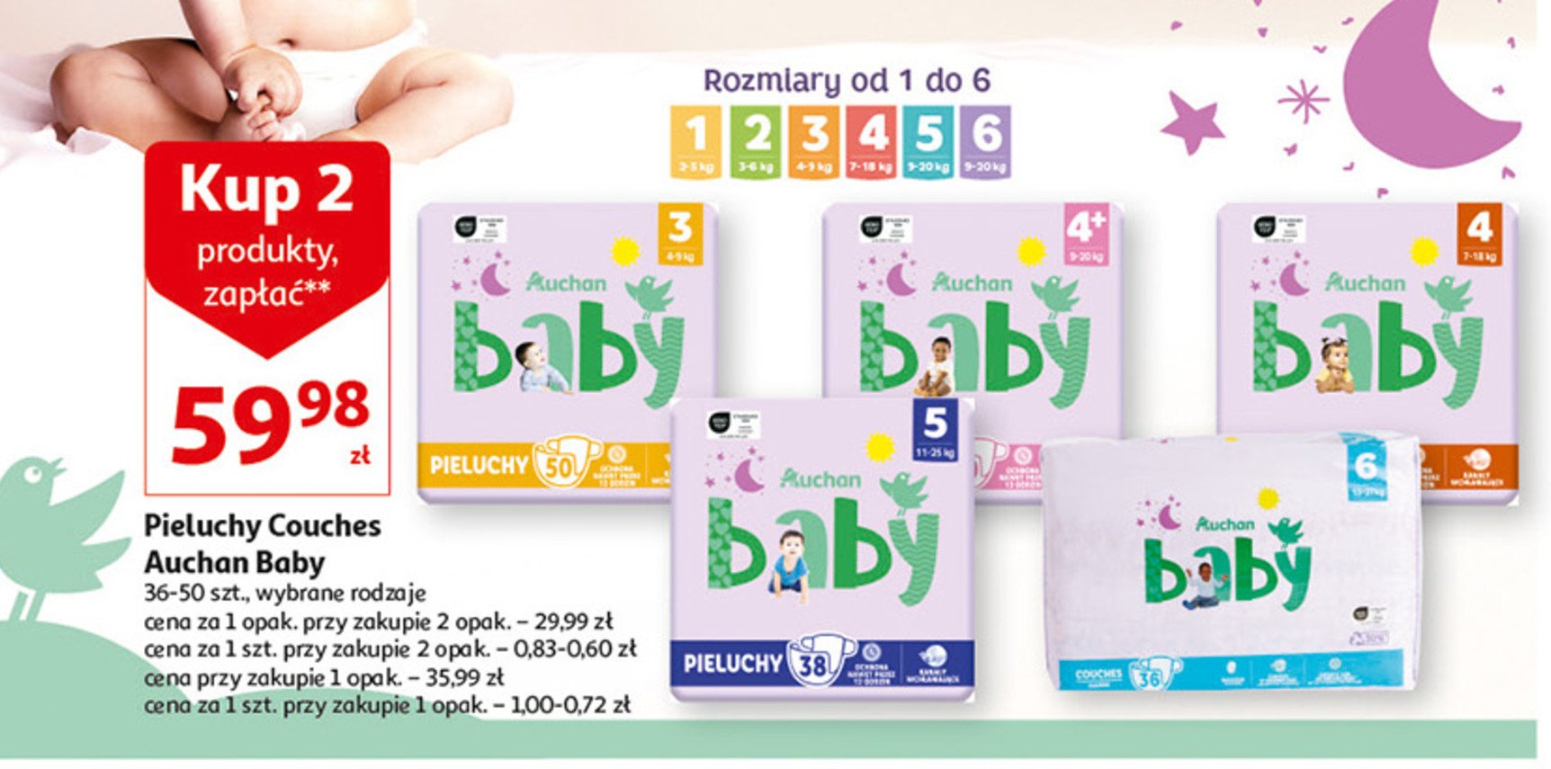Pieluchy 4+ Auchan baby promocja