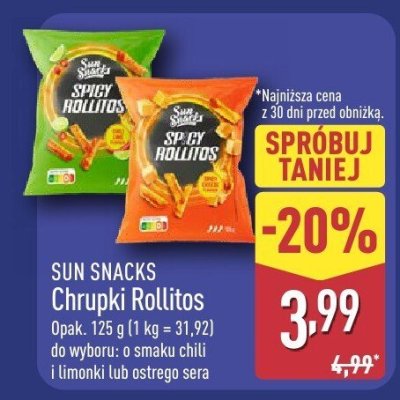 Chipsy Rollitos o smaku ostrego sera promocja w Aldi